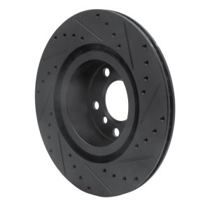 BMW X4 Brake Rotor (1) - Rear Left - R1 Concepts - Drilled & Slotted - Black - `11-`18